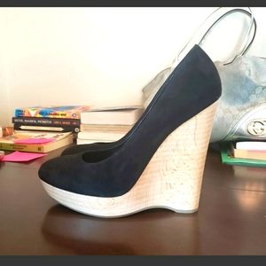 SOLD YSL SAINT LAURENT PARIS Maryna 105 Wedge Pumps Suede Heels Authentic